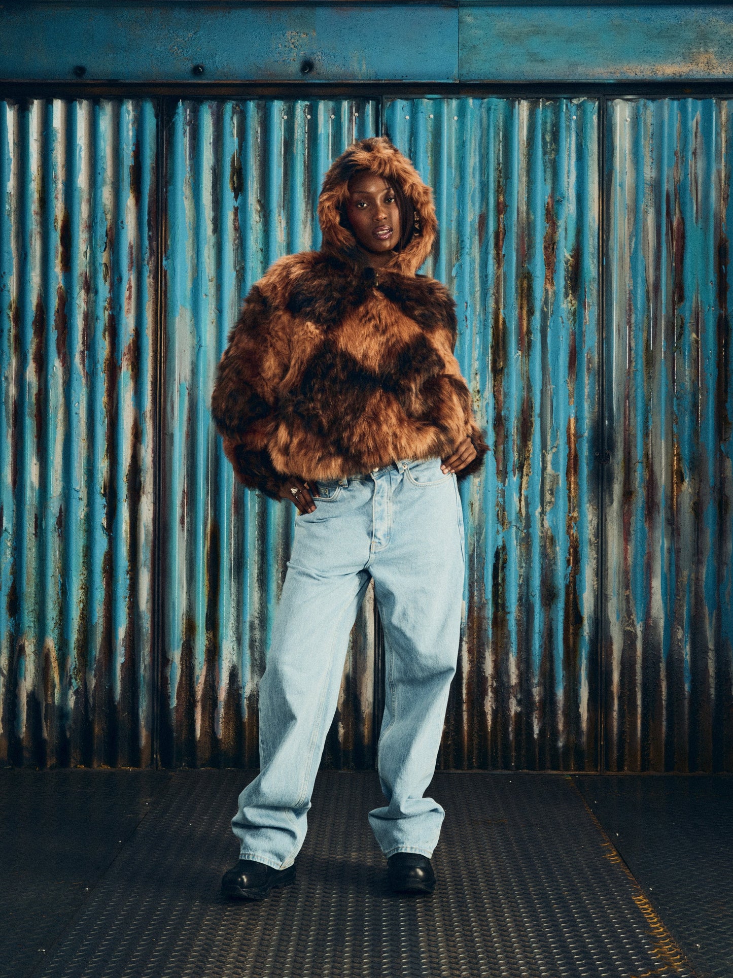 DIAMOND HOODED FUR JACKET